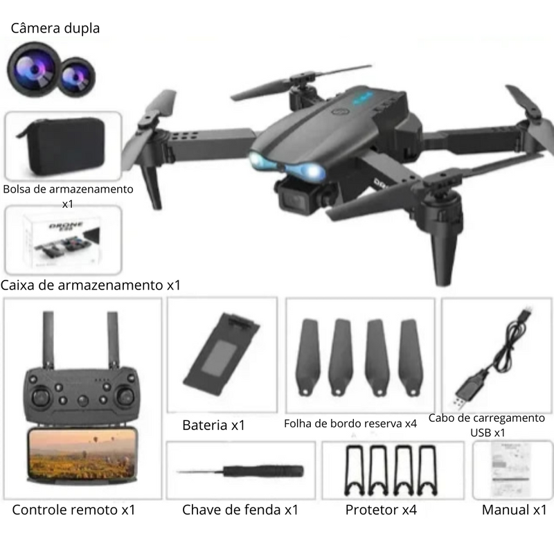 Drone PEISHAN E99 com Controle Remoto, Fotografia HD 6K, Fixação de Altitude e Brinquedo Aéreo